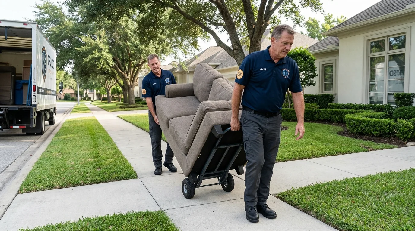 Local residential moving crew loading furniture in Peabody, MA